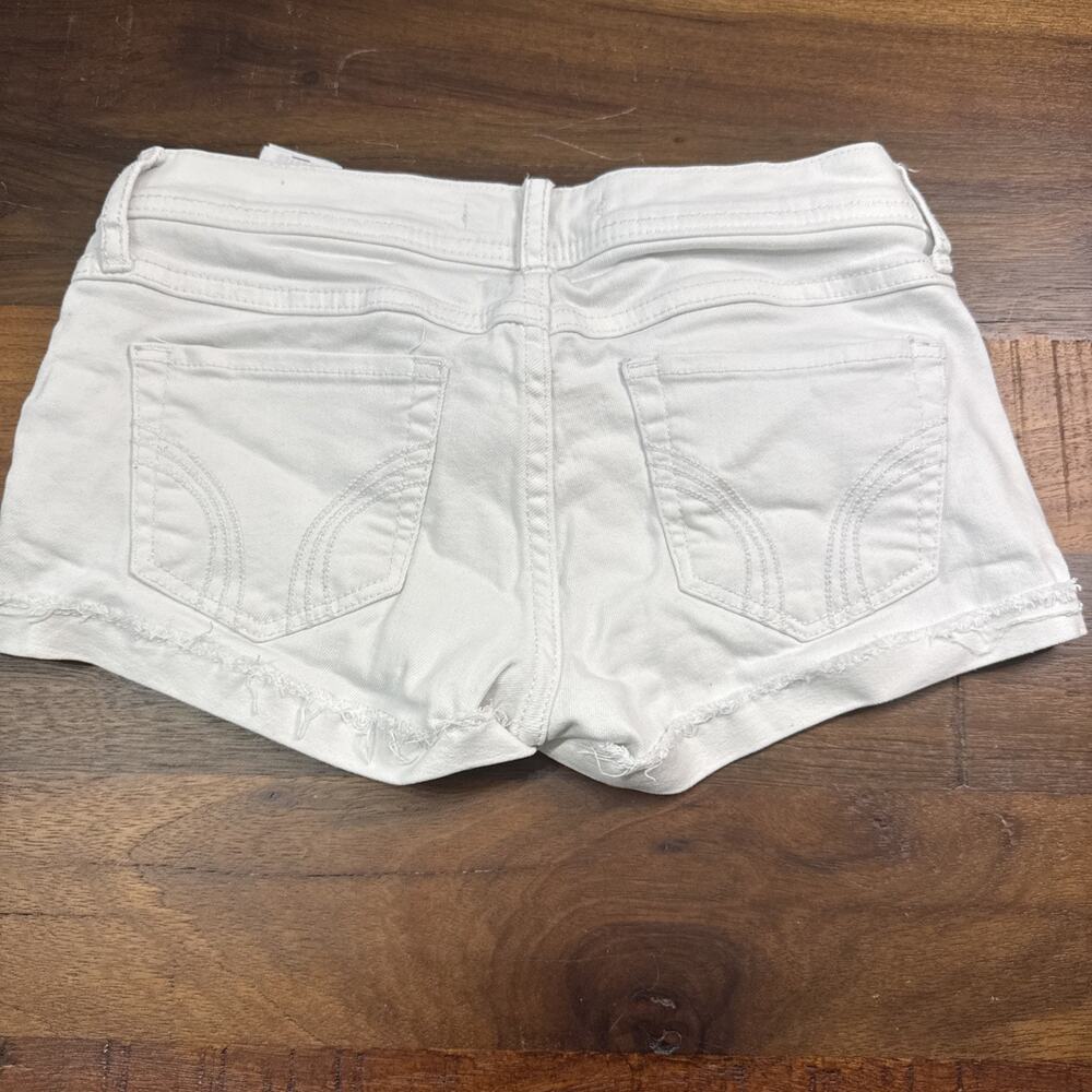 Hollister Y2K Sz 0 Micro Mini Booty Shorts Low Rise Denim Distressed White - Picture 3 of 4